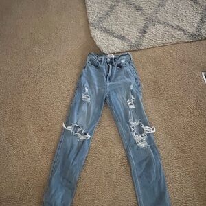 Hollister Blue High Rise Distressed Jeans